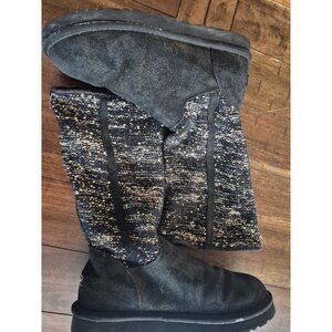 UGG Womens Sequin Black Knit Tall Boots Size 10